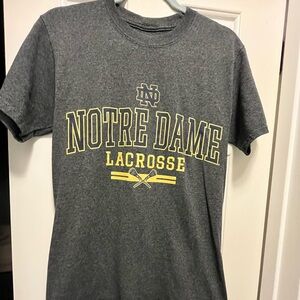 Notre Dame Lacrosse Champion T-shirt- lax- Dark gray/Gold/navy Size Mens Small